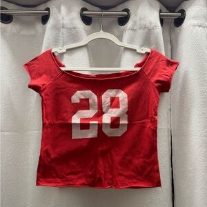 Red Jersey Shirt with Number Print